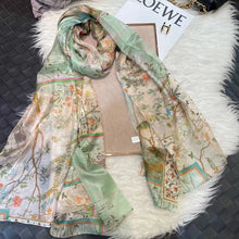 Load image into Gallery viewer, BYSIFA| Light Green Silk Scarf Ladies Fashion Spring Summer Floral Beach Scarves Shawls Fall Winter Long Scarves Wraps 180*110cm
