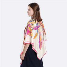 Load image into Gallery viewer, LESIDA Silk Scarf Women Large Shawls Feather Print Stoles Square Bandana Luxury Brand Kerchief Scarves Female Foulard 1306
