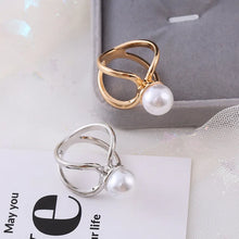 Load image into Gallery viewer, Curved Cross Brooches Imitation Pearl Silk Scarf Buckle Brooch Women Shawl Ring Clip Scarves Fastener Fashion Jewelry Gifts
