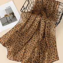 Load image into Gallery viewer, New Fashion 50*160cm Leopard Printing Chiffon Georgette Silk Scarf Women Foulard Lotus Leaf Long Shawl Summer Elegant Bandana
