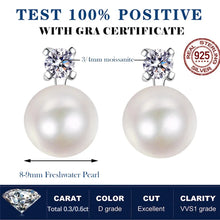 Load image into Gallery viewer, Houtros 0.1/0.3 Carat Moissanite Stud Earrings For Women Freshwater Pearl Drop Earring 925 Sterling Silver Fine Jewelry with GRA
