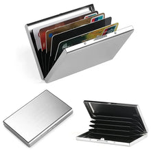 Load image into Gallery viewer, New Wood Art Letter Printing Men&#39;s Business Card Holder Anti Scan Credit Card RFID Fence Metal Ultra-thin ID Card Set Wallet
