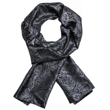 Load image into Gallery viewer, Fashion Silk Scarf Luxury Band Designer Men Women Black Paisley Shawl Bandanna Flulard Muffler Pashmina Barry. Wang A-1022
