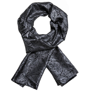 Fashion Silk Scarf Luxury Band Designer Men Women Black Paisley Shawl Bandanna Flulard Muffler Pashmina Barry. Wang A-1022