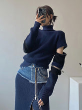 Load image into Gallery viewer, XITAO Patchwork Zipper Hole Women Set 2020 Winter Casual Fashion New Style Temperament Turtleneck Collar Women Clothes ZY1813
