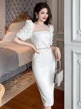 Load image into Gallery viewer, 2024 Summer New Formal Dress Sweet Celebrity Beaded White Long Dress Sheer Mesh Flowers Split Slim Robe Femme Prom Party Vestido
