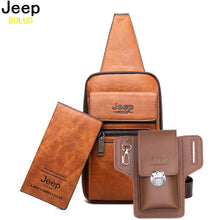 Load image into Gallery viewer, JEEP BULUO Brand Fashion Sling Bags High Quality Men Bags Split Leather Large Size Shoulder Crossbody Bag For Young Man
