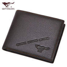 Load image into Gallery viewer, Genuine SEPTWOLVES Men&#39;s Cowhide Wallet Genuine Leather Coffee Color Business First Layer Cowhide Wallet with Zipper Coin Purse
