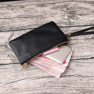 Leather Men and Women Simple Large Capacity Thin Clutch Bag