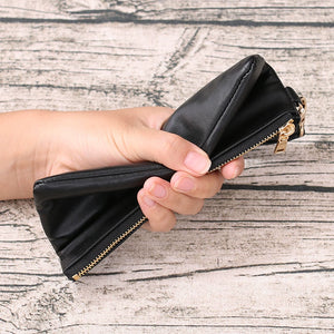 Leather Men and Women Simple Large Capacity Thin Clutch Bag