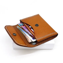 Load image into Gallery viewer, Original Japanese and Korean Style Vegetable Tanning Leather Hand-Stitched Thread Small Card Holder
