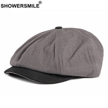 Load image into Gallery viewer, SHOWERSMILE Men Newsboy Cap Male British Style Cotton Navy Patchwork Beret Hat Spring Summer Male Octagonal Cap
