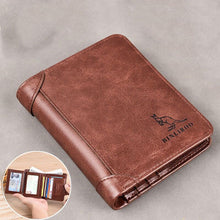 Load image into Gallery viewer, 2021 New Male Genuine Leather Wallet Men Wallets RFID Anti Theft Three Fold Business Credit Card Holder Purses  Bag Wallet Man
