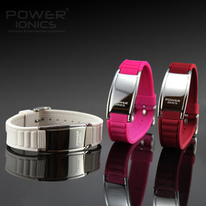 Power ionics antifatigue silicone Titanium ions balance tourmaline germanium charms bracelet wristband bangles Free Lettering