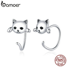 Load image into Gallery viewer, BAMOER Genuine 925 Sterling Silver Minimalist Cute Tail Stud Earrings for Women Animal Fashion Jewelry Orecchini 4 Colors SCE965
