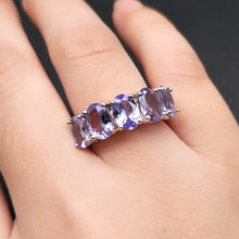 Load image into Gallery viewer, Tanzanite ring natural gemstone oval 5*7mm in 925 sterling silver simple design shiny precious stone jewelry for wife daily wear
