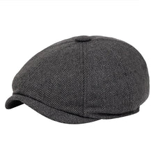 Load image into Gallery viewer, Men beret vintage Herringbone Gatsby Tweed hat Newsboy Beret Hat spring Flat Peaked Beret Hats

