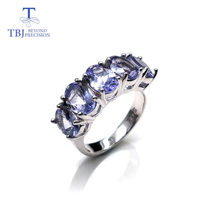 Tanzanite ring natural gemstone oval 5*7mm in 925 sterling silver simple design shiny precious stone jewelry for wife daily wear