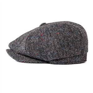 BOTVELA Multi Color Dot Herringbone Wool Tweed Newsboy Cap Men Women Hat with Soft Lining Driver Cap 005