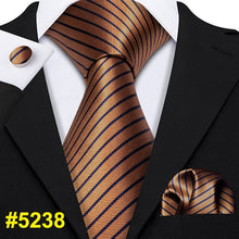 Load image into Gallery viewer, Gold Mens Ties 100% Silk Jacquard Woven 7 Colors Solid Ties For Men Wedding Business Party Barry.Wang 8.5cm Neck Tie Set GS-07
