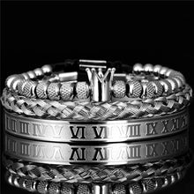 Load image into Gallery viewer, Luxury Roman Royal Crown Charm Bracelet Men Stainless Steel Geometry Pulseiras Men Open Adjustable Bracelets Couple Jewelry Gift
