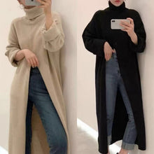 Load image into Gallery viewer, 2021 Korean Style Turtleneck Long fall winter Sweater Dress Side split Female Pullover mujer sueteres
