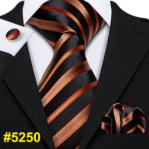 Gold Mens Ties 100% Silk Jacquard Woven 7 Colors Solid Ties For Men Wedding Business Party Barry.Wang 8.5cm Neck Tie Set GS-07
