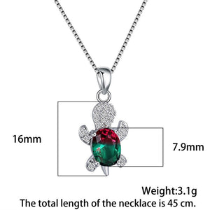 Blue Purple Oval Zircon Pendant Rainbow Stone Cute Turtle Necklaces For Women Fashion Jewelry Multicolor Crystal Animal Necklace