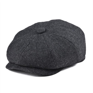 BOTVELA Soft Tweed Wool 8 piece Herringbone Newsboy Cap Men 8 Panel Flat Caps Women Beret Hat 005