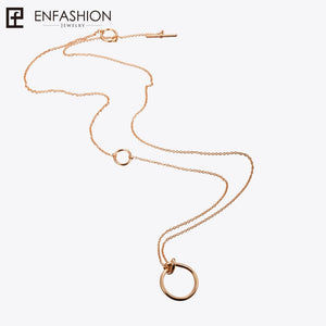 Enfashion Classic Knot Pendants Necklaces Stainless Steel Gold color Choker Necklace For Women Long Chain Jewelry Collier