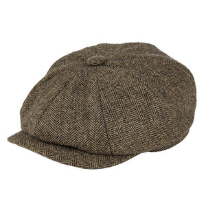 BOTVELA Wool Tweed Newsboy Cap Herringbone Men Women British Gatsby Retro Hat Driver Flat Cap for Male Vintage Herringbone Beret