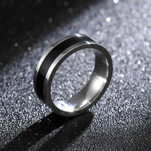 Load image into Gallery viewer, Stainless Steel Rings Classic Alliance Wedding Rings for Women Men Black &amp; silver colour Color Rings Couple Jewelry Promise Band
