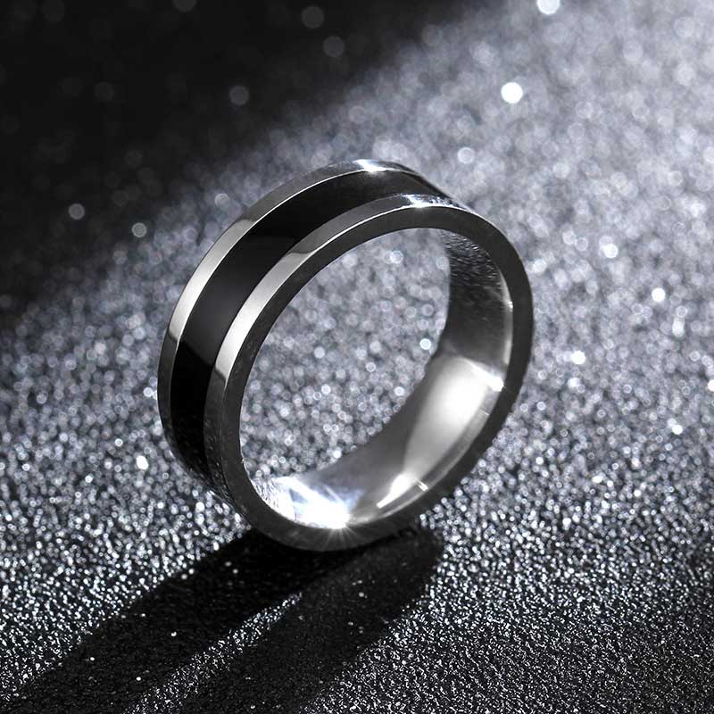 Stainless Steel Rings Classic Alliance Wedding Rings for Women Men Black & silver colour Color Rings Couple Jewelry Promise Band