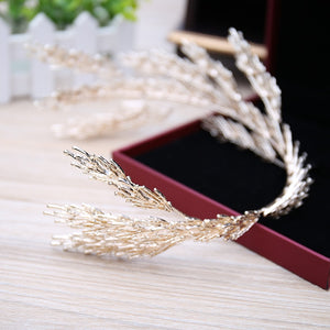 Irregular Baroque Crowns Gold Leaf Headband Hair Jewelry Wedding Hair Accessories Princess Tiara  Bridal Headpiece Headbands
