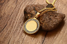 Load image into Gallery viewer, Vnox Islamic Necklace  Gold-color Round Necklace Religious Jewelry with Beautiful CZ Stone
