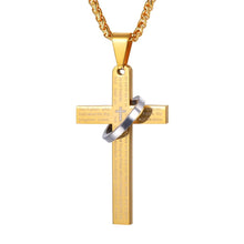 Load image into Gallery viewer, U7 Cross Necklace For Men Trendy Black/Gold Blue Color Stainless Steel Pendant &amp; Chain Christian Bible Prayer Jewelry Gifts P904
