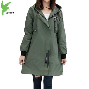 Trench Coat Womens 2022 Spring Autumn Hoodies Tops Slim Students Baseball Clothes Medium length Windbreaker Coats Lady Outerwear