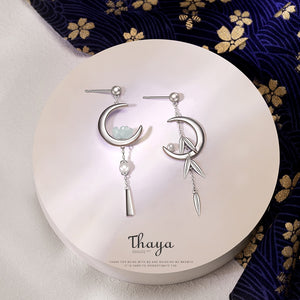 Thaya Authentic 925 Sterling Silver Earring Dangle Crescent Earring Bamboo leaves Japanese Style For Women Earring Fine Jewelry