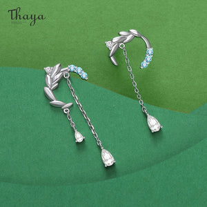 Thaya Silver Plated Earrings Blue Artificial Crystal Flower Stud Earrings Fashion Earring For Women Party Fine Jewelry Gift