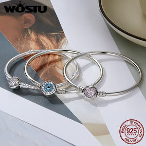 WOSTU Original 3 Styles Chain Bracelet 100% 925 Sterling Silver Bangle Fit DIY Charms Bead For Women Female Luxury Jewelry Gift