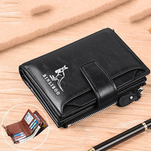 2021 Fashion Men&#39;s Coin Purse Wallet RFID Blocking Man Leather Wallet Zipper Business Card Holder ID Money Bag Wallet Male