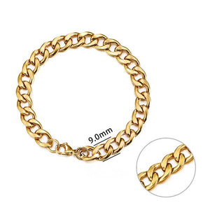Jiayiqi 3-11 mm Men Chain Bracelet Stainless Steel Curb Cuban Link Chain Bangle for Male Women Hiphop Trendy Wrist Jewelry Gift
