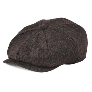 BOTVELA Soft Tweed Wool 8 piece Herringbone Newsboy Cap Men 8 Panel Flat Caps Women Beret Hat 005