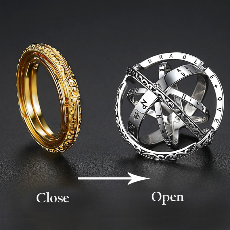 Astronomy Ball Rings Men Openable Rotate Sphere Cosmic Planet letter Ring Women Fashion Jewelry DropShipping 7-12 Size Kольца