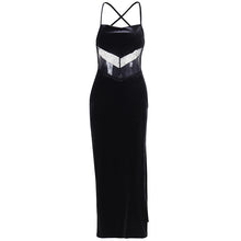 Load image into Gallery viewer, Instunning Black Slit European and American-Style Slip Dress
