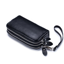 Load image into Gallery viewer, Leather Large Capacity Minimalist Triple Zipper Long Phone Bag
