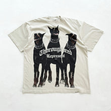Load image into Gallery viewer, 2022 Rep Doberman Pinscher High Street Fashion European and American Half-high Collar Loose Washed Printed Three DOG&#39;S Head Short Sleeve T-shirt
