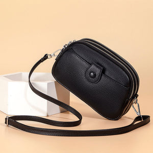 Genuine Leather Fashion Women's Zipper Large Capacity Mom Bag