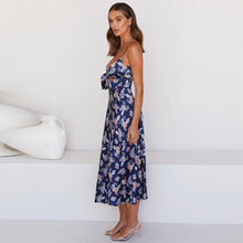 Load image into Gallery viewer, Slim-Fit Floral Print Bow Dress
