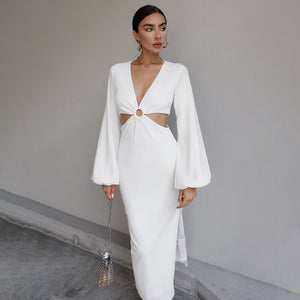 Instahot Cut-out Waist Fashionable with Side-Slit Dress